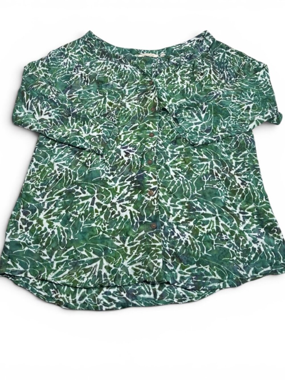 Soft Surroundings Tunic Top Lightweight Botanical Print Relaxed Fit Blouse LARGE